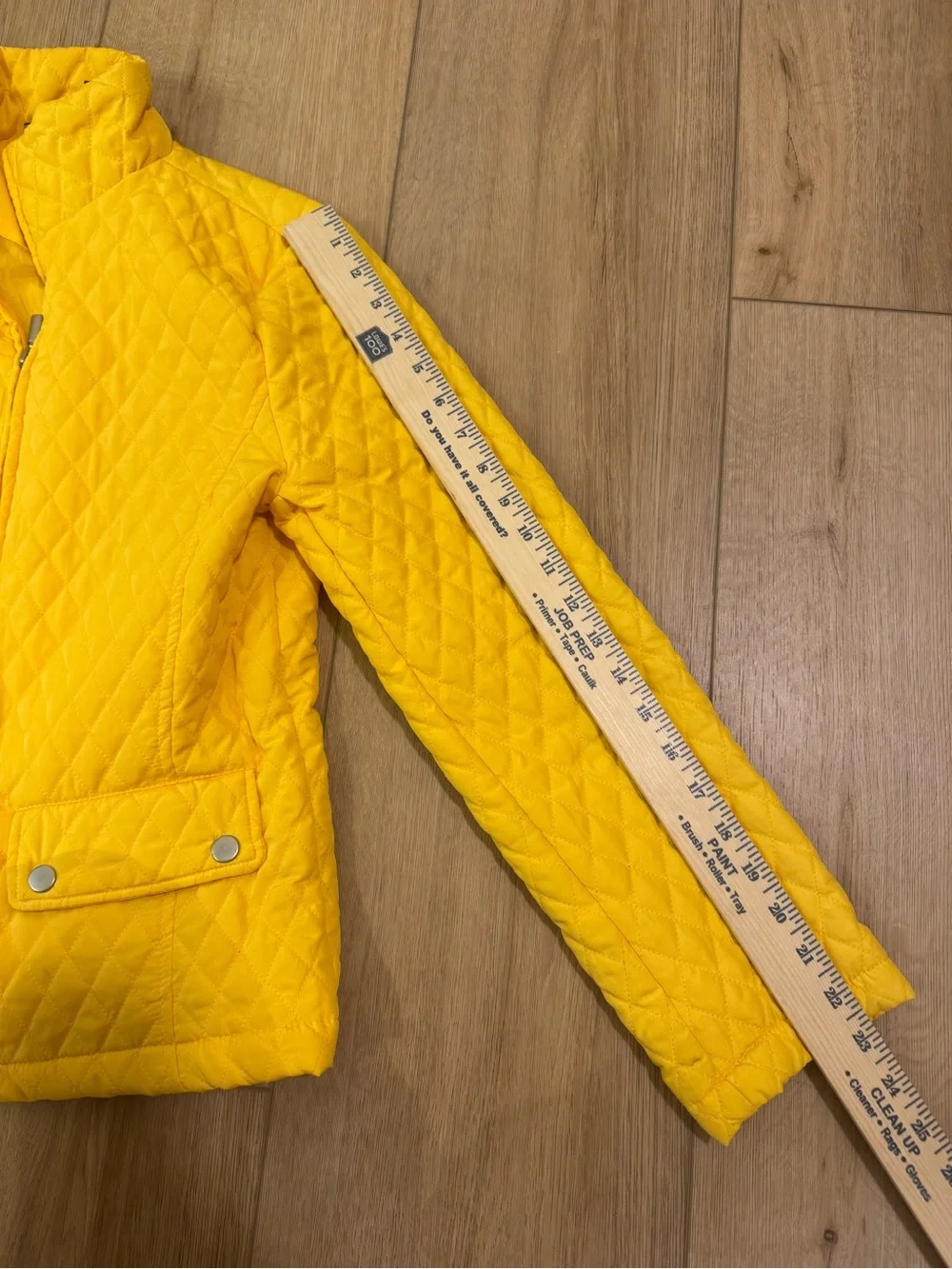 Jane Ashley Canary Yellow Quilted Puffer Jacket Lightweight Size Petite Med PM